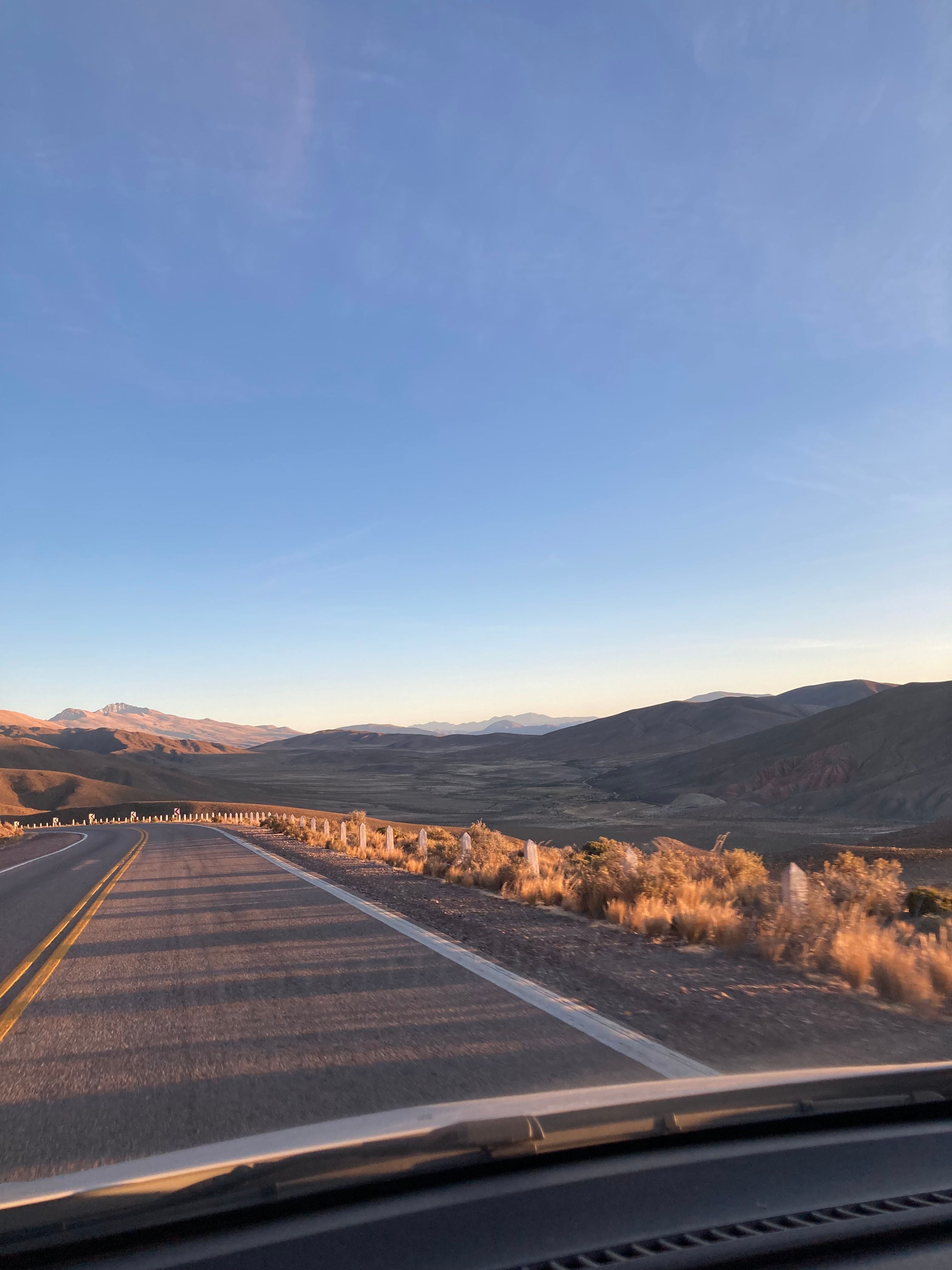 Photograph out of a car on an Andes mountain road